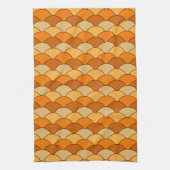 Dragon Scales, Fans, Waves, Seigaiha, Orange キッチンタオル (縦)