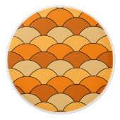 Dragon Scales, Fans, Waves, Seigaiha, Orange セラミックノブ (正面)