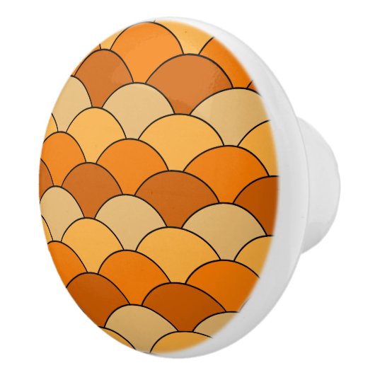 Dragon Scales, Fans, Waves, Seigaiha, Orange セラミックノブ (右)