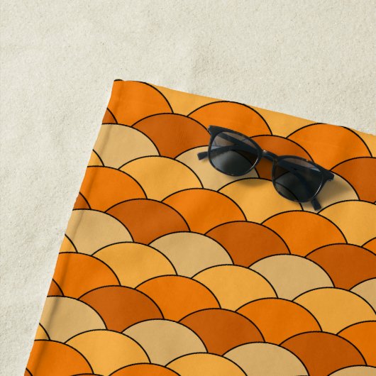 Dragon Scales, Fans, Waves, Seigaiha, Orange ビーチタオル (インサイチュ)