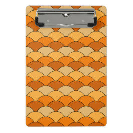 Dragon Scales, Fans, Waves, Seigaiha, Orange ミニクリップボード