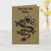 Dragon Stencil Style Cut Out Illustration カード (黄色い花)