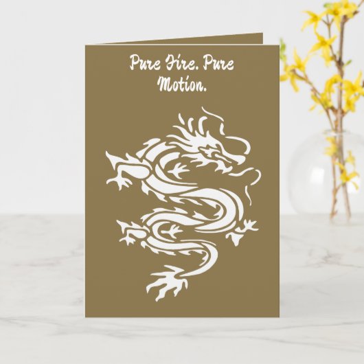 Dragon Stencil Style Cut Out Illustration カード (黄色い花)