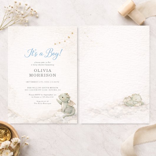 Dragon Storybook It's a Boy Baby Shower 招待状