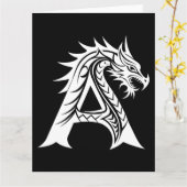 Dragon Styled Letter A, Dragon Alphabet, Monogram カード (黄色い花)
