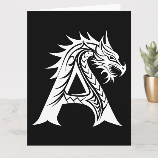 Dragon Styled Letter A, Dragon Alphabet, Monogram カード (小さな植物)