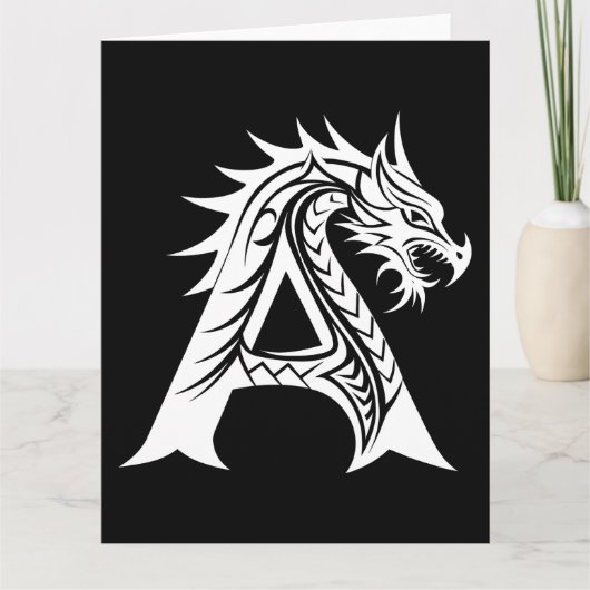 Dragon Styled Letter A, Dragon Alphabet, Monogram カード (正面)
