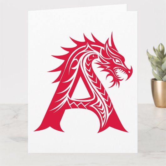 Dragon Styled Letter A, Dragon Alphabet, Monogram カード (小さな植物)