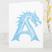 Dragon Styled Letter A, Dragon Alphabet, Monogram カード (黄色い花)