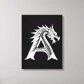 Dragon Styled Letter A, Dragon Alphabet, Monogram キャンバスプリント (正面)