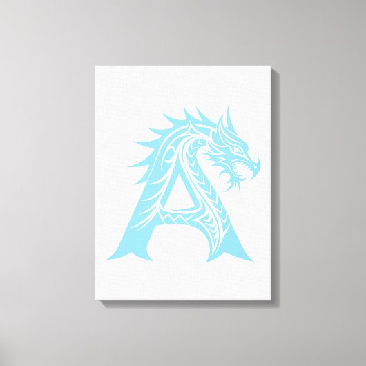 Dragon Styled Letter A, Dragon Alphabet, Monogram キャンバスプリント (正面)
