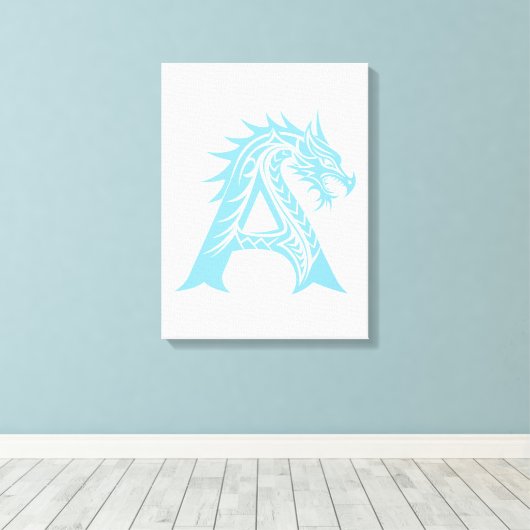 Dragon Styled Letter A, Dragon Alphabet, Monogram キャンバスプリント (インサイチュ (ウッドフロア))