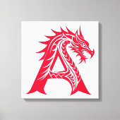 Dragon Styled Letter A, Dragon Alphabet, Monogram キャンバスプリント (正面)