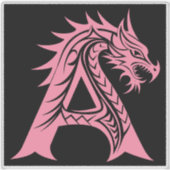 Dragon Styled Letter A, Dragon Alphabet, Monogram シール (正面)