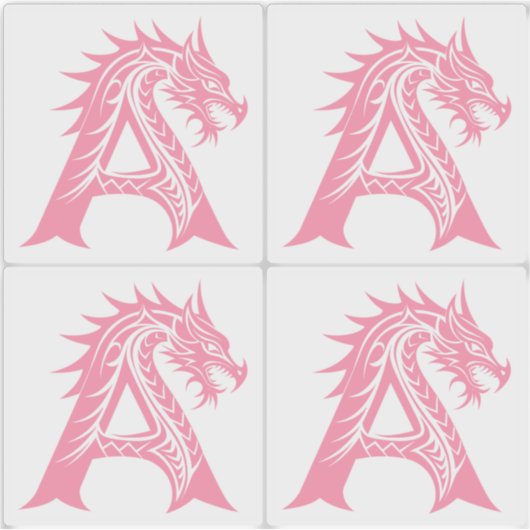 Dragon Styled Letter A, Dragon Alphabet, Monogram シール (正面)