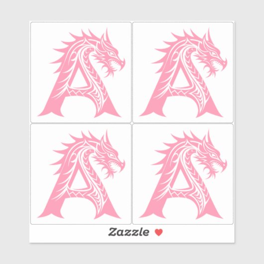 Dragon Styled Letter A, Dragon Alphabet, Monogram シール (シート)