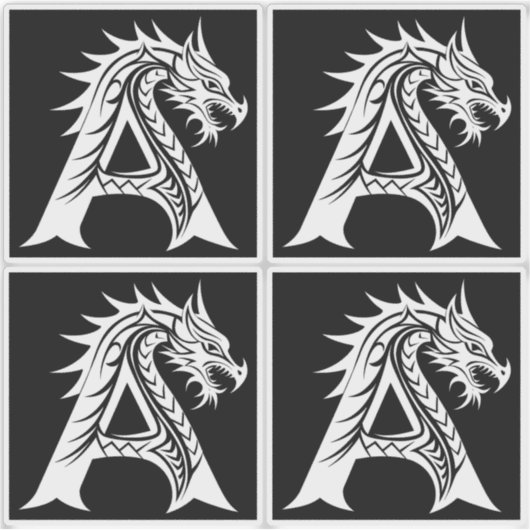 Dragon Styled Letter A, Dragon Alphabet, Monogram シール (正面)