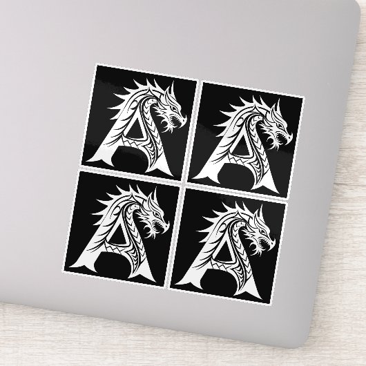 Dragon Styled Letter A, Dragon Alphabet, Monogram シール (詳細)