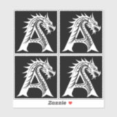 Dragon Styled Letter A, Dragon Alphabet, Monogram シール (シート)