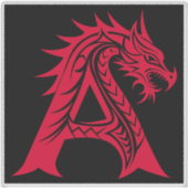 Dragon Styled Letter A, Dragon Alphabet, Monogram シール (正面)