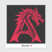 Dragon Styled Letter A, Dragon Alphabet, Monogram シール (シート)