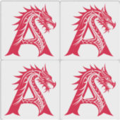 Dragon Styled Letter A, Dragon Alphabet, Monogram シール (正面)