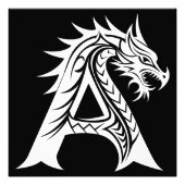 Dragon Styled Letter A, Dragon Alphabet, Monogram フォトプリント (正面)