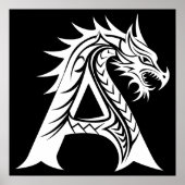 Dragon Styled Letter A, Dragon Alphabet, Monogram ポスター (正面)