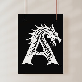 Dragon Styled Letter A, Dragon Alphabet, Monogram ポスター