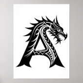 Dragon Styled Letter A, Dragon Alphabet, Monogram ポスター (正面)