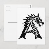 Dragon Styled Letter A, Dragon Alphabet, Monogram ポストカード (正面/裏面)