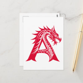 Dragon Styled Letter A, Dragon Alphabet, Monogram ポストカード