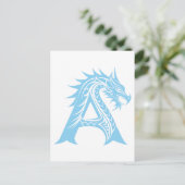 Dragon Styled Letter A, Dragon Alphabet, Monogram ポストカード (スタンド正面)