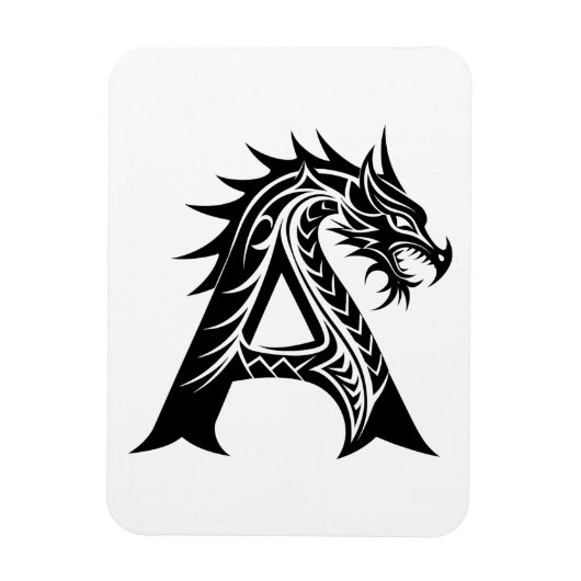Dragon Styled Letter A, Dragon Alphabet, Monogram マグネット (縦)