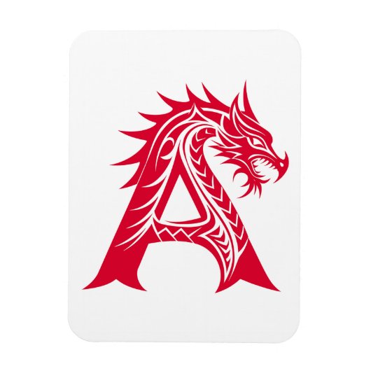 Dragon Styled Letter A, Dragon Alphabet, Monogram マグネット (縦)