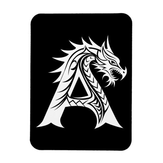 Dragon Styled Letter A, Dragon Alphabet, Monogram マグネット (縦)
