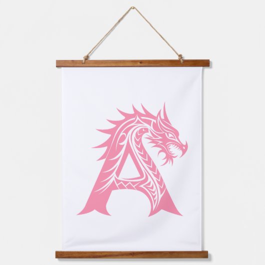 Dragon Styled Letter A, Dragon Alphabet, Monogram 吊り下げ型タペストリー (正面)