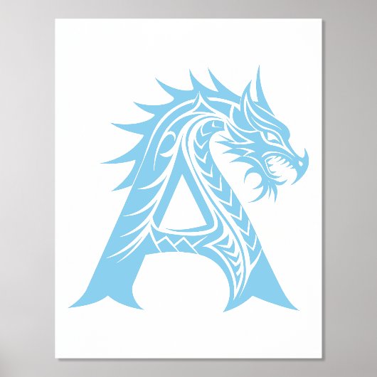 Dragon Styled Letter A, Dragon Alphabet, Monogram 箔ポスター (正面)