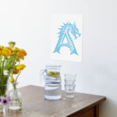 Dragon Styled Letter A, Dragon Alphabet, Monogram 箔ポスター (レイダウン (キッチン))