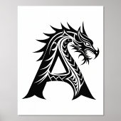Dragon Styled Letter A, Dragon Alphabet, Monogram 箔ポスター (正面)