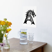 Dragon Styled Letter A, Dragon Alphabet, Monogram 箔ポスター (レイダウン (キッチン))