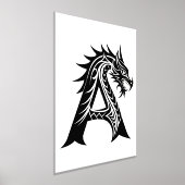 Dragon Styled Letter A, Dragon Alphabet, Monogram 箔ポスター (レイダウン)