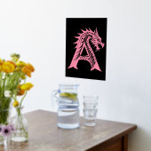 Dragon Styled Letter A, Dragon Alphabet, Monogram 箔ポスター (レイダウン (キッチン))