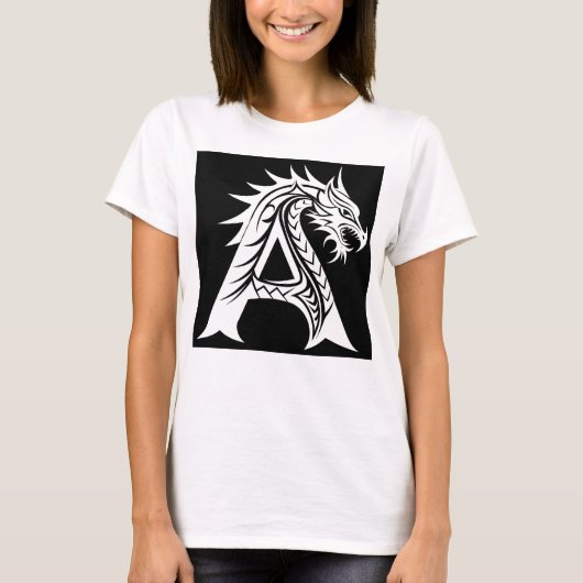 Dragon Styled Letter A, Dragon Alphabet, Monogram Tシャツ (正面)