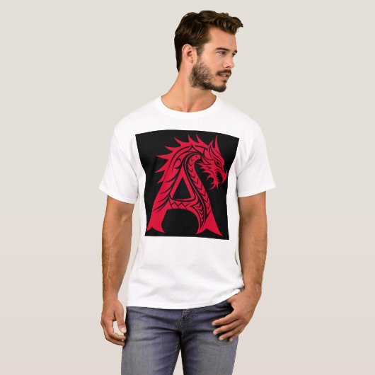 Dragon Styled Letter A, Dragon Alphabet, Monogram Tシャツ (正面フル)