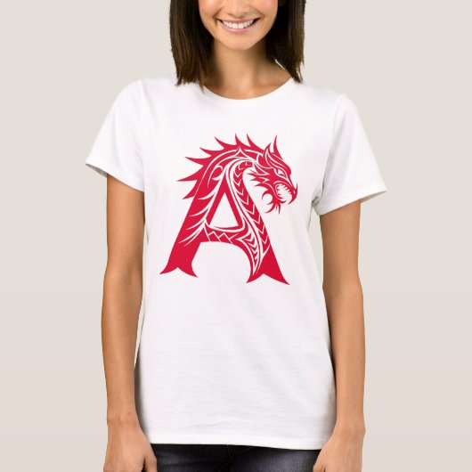 Dragon Styled Letter A, Dragon Alphabet, Monogram Tシャツ (正面)