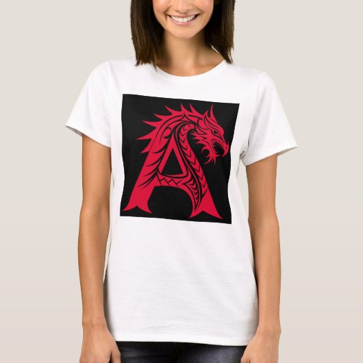 Dragon Styled Letter A, Dragon Alphabet, Monogram Tシャツ (正面)
