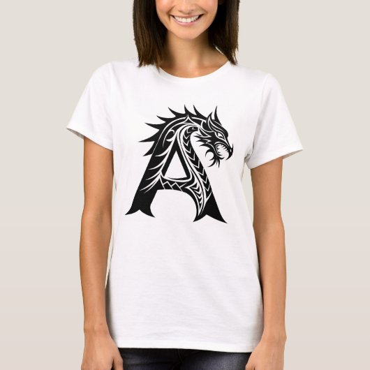 Dragon Styled Letter A, Dragon Alphabet, Monogram Tシャツ (正面)