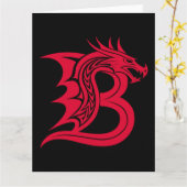 Dragon Styled Letter B, Dragon Alphabet, Monogram カード (黄色い花)