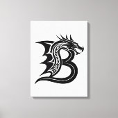 Dragon Styled Letter B, Dragon Alphabet, Monogram キャンバスプリント (正面)